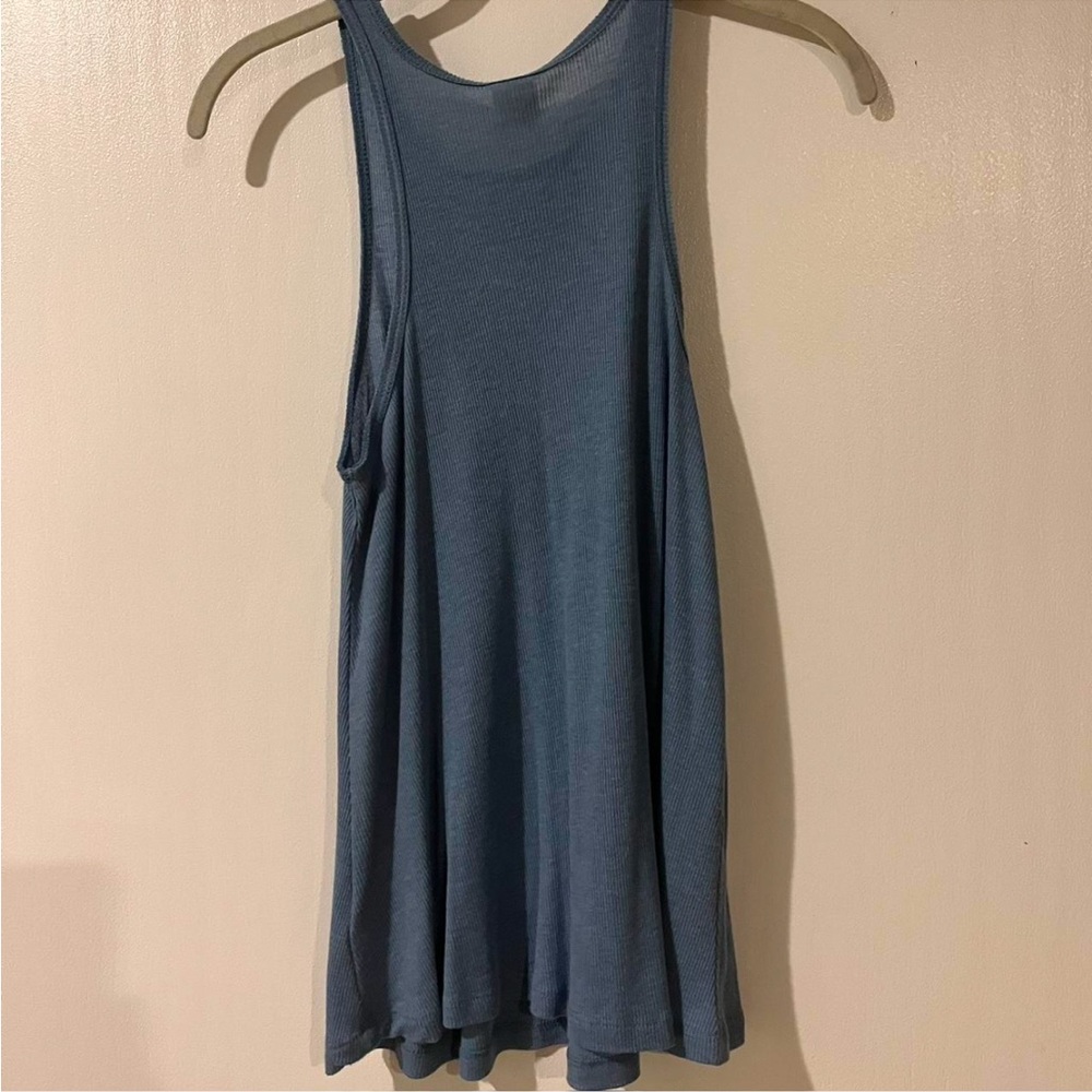 Blue Ribbed Relaxed Fit Tank Top - Picture 2 of 6
